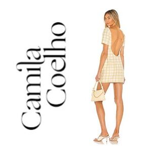 CAMILA COELHO Revolve Delphine dress Yellow Lemon Plaid Size XS